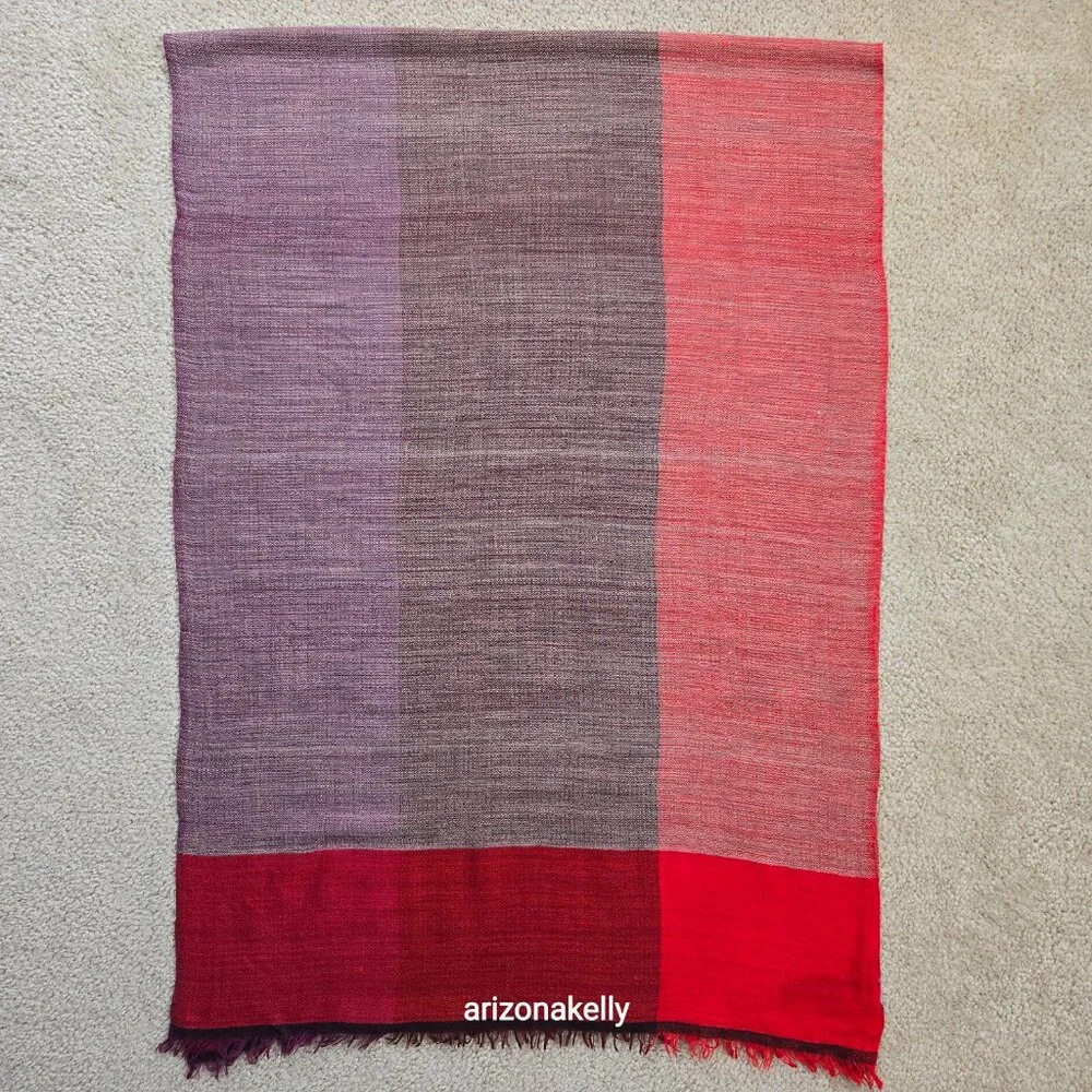 Eileen Fisher Wool & SIlk Lightweight Scarf Red, Burgundy, Purple